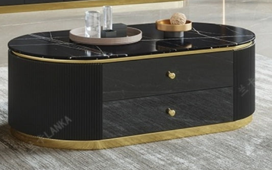 Coffee Table Black with Two Drawers