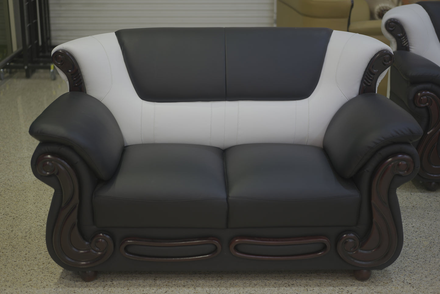 Black Mix White Leather Sofa Set