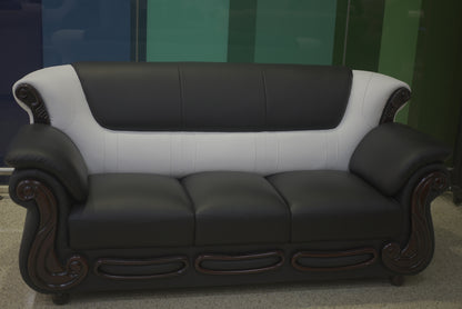 Black Mix White Leather Sofa Set