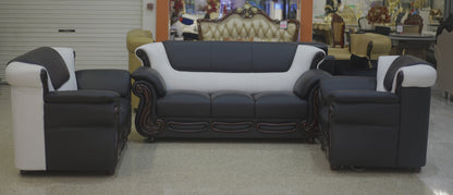 Black Mix White Leather Sofa Set