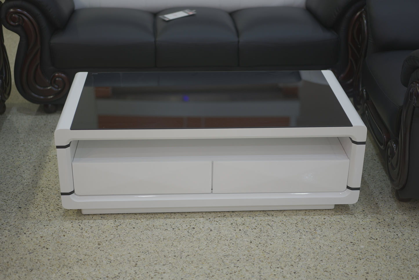 Milky coffee table with two drawers