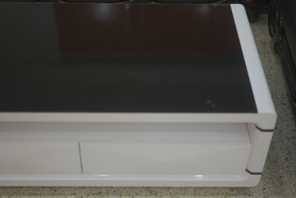 Black White TV Cabinet 3 Sections 3 Drawers