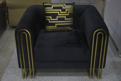 Black Fabric Golden Steel Frame Sofa