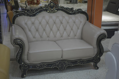 Black / White Vintage Frame Leather Sofa