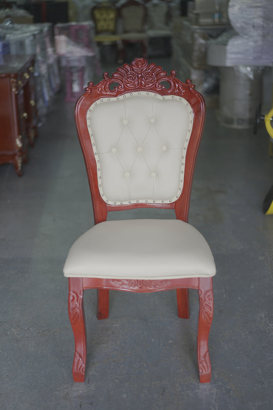 Vintage Dinning Chair Cream Leather Red Frame