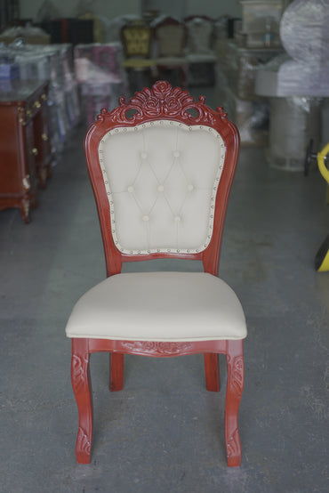 Vintage Dinning Chair Cream Leather Red Frame