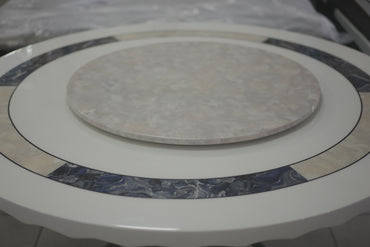 White with Stone Pattern Dinning Table Spinable