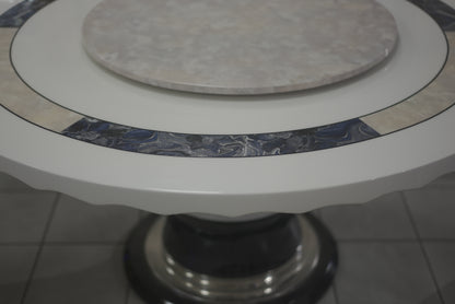 White with Stone Pattern Dinning Table Spinable