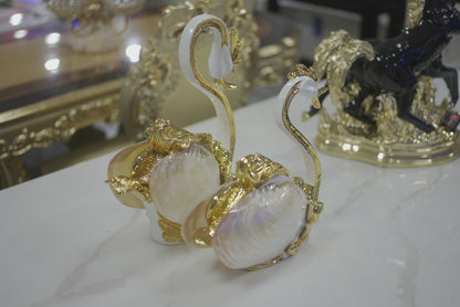 Golden Swan Decor with Scallop Shape Holder