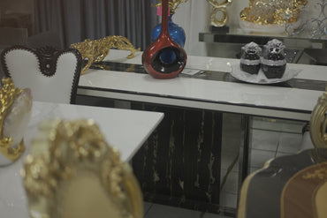 Black Mix White Stone Pattern Dinning Table