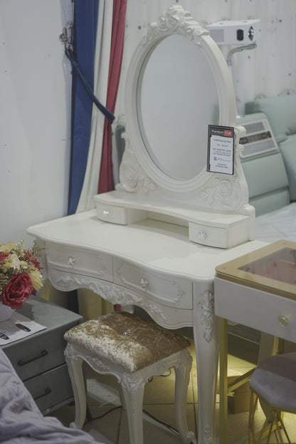 White Vintage Dressing Table with Stool