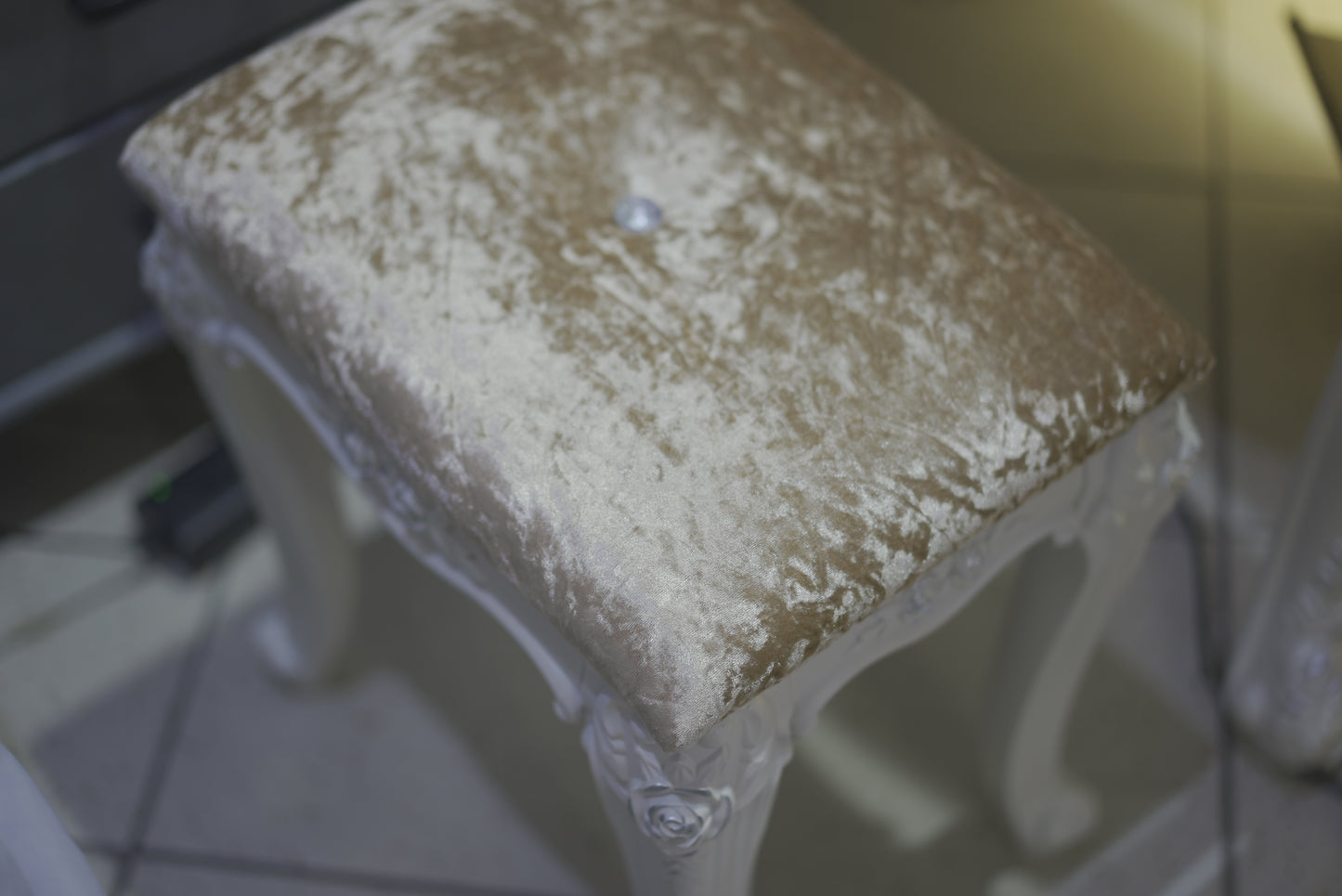 White Vintage Dressing Table with Stool