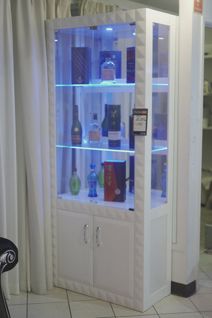 White Curio Cabinet Wine Cabinet with Lights