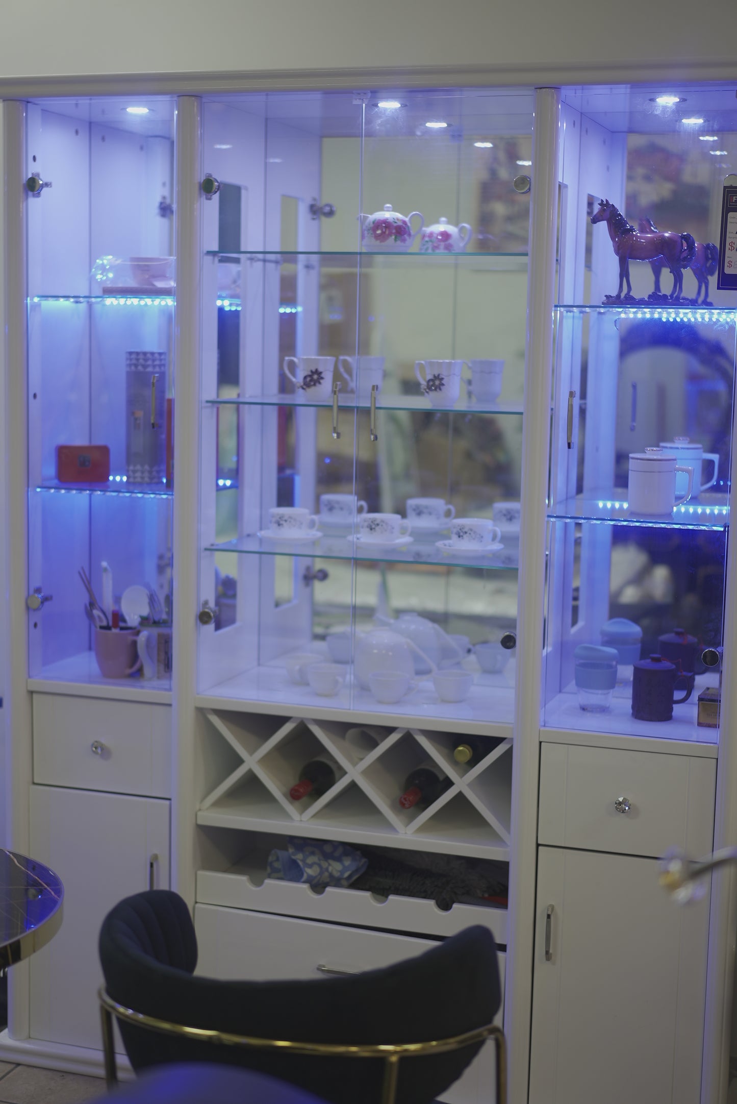 White Wine Cabinet with Multiple Storage Drawers