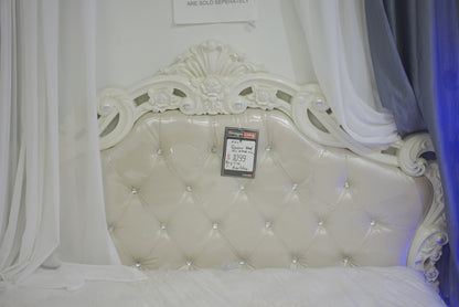 White Vintage Leather Bed