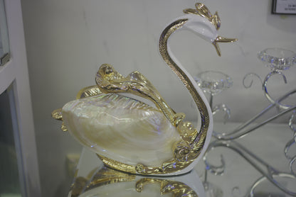 Golden Swan Decor with Scallop Shape Holder