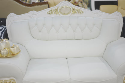 White Royal Leather Sofa Set