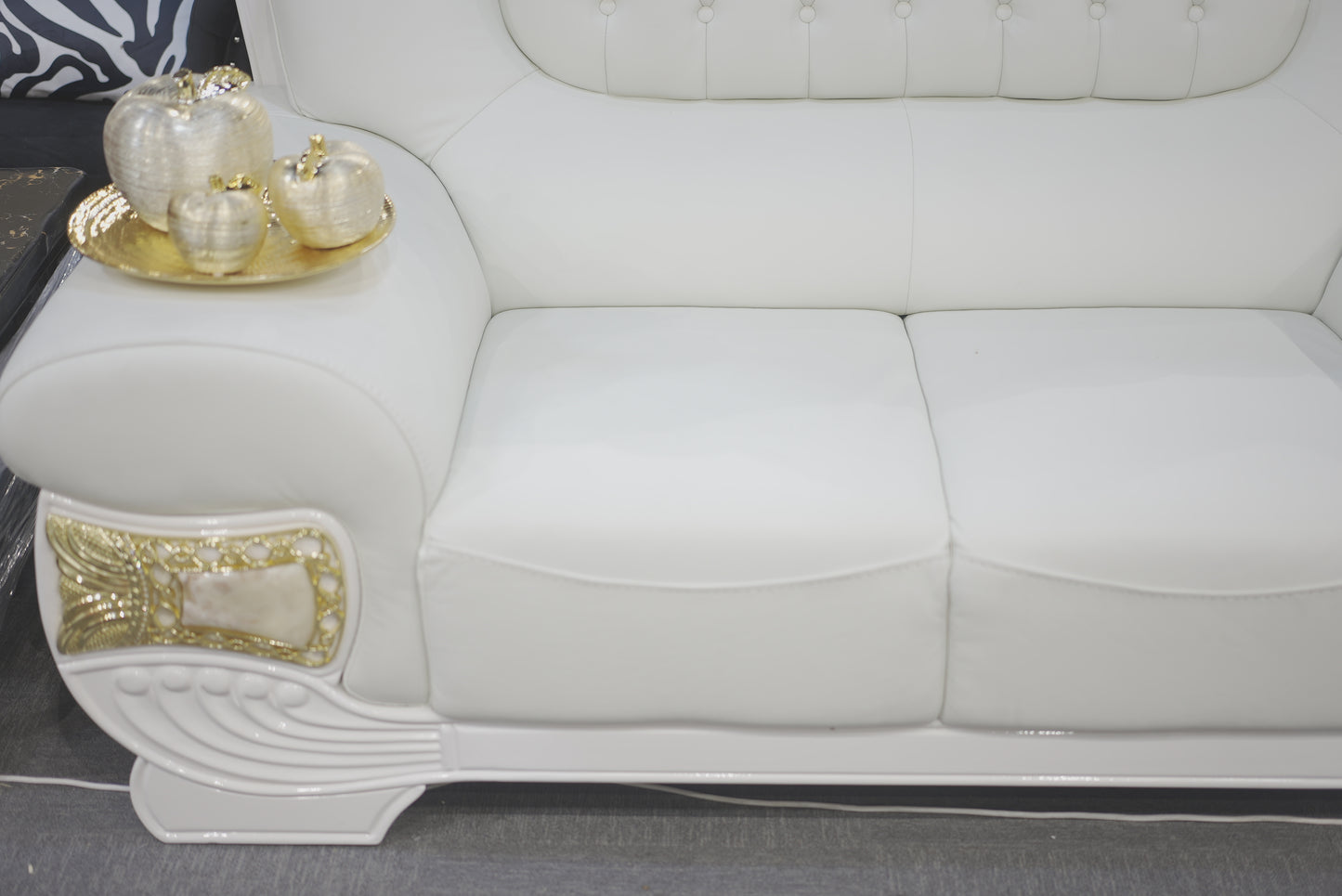 White Royal Leather Sofa Set