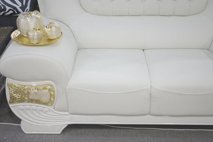 White Royal Leather Sofa Set