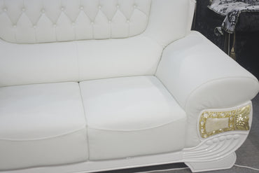 White Royal Leather Sofa Set