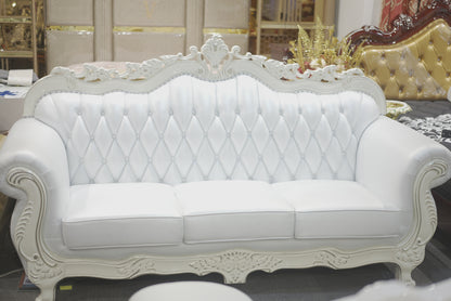 Black / White Vintage Frame Leather Sofa