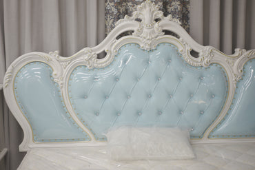 Blue White Bed King Size