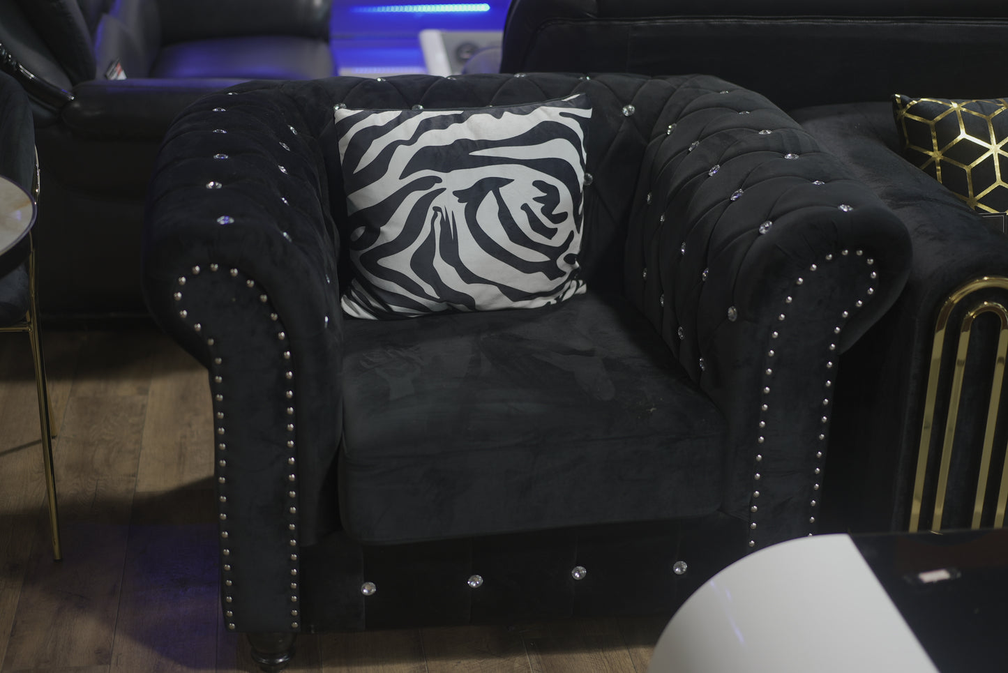 Diamonds Embedded Black Sofa