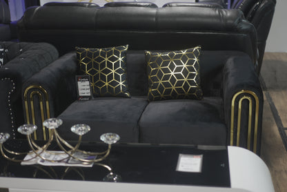 Black Fabric Golden Steel Frame Sofa