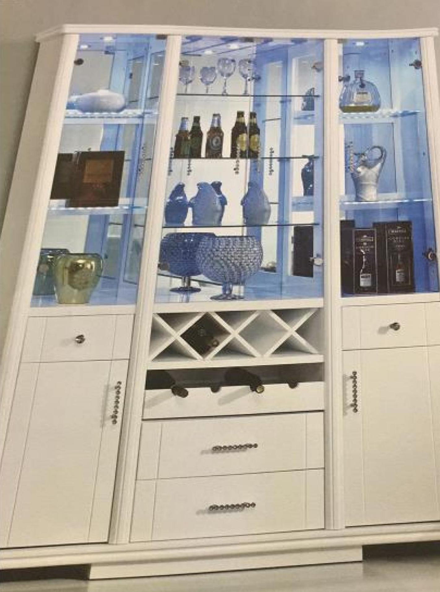 White Wine Cabinet with Multiple Storage Drawers