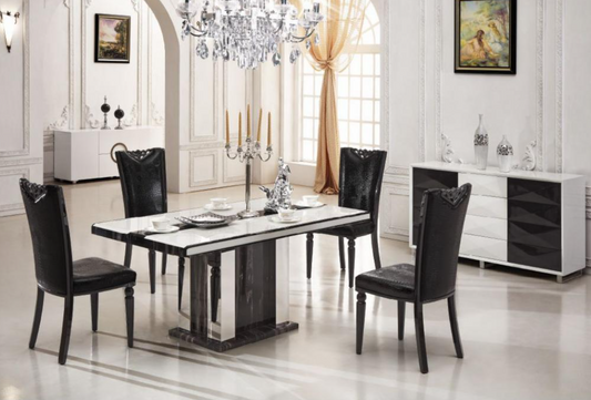 Black Mix White Stone Pattern Dinning Table