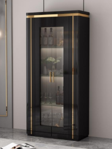 Golden Frame Black Shine Wine Cabinet