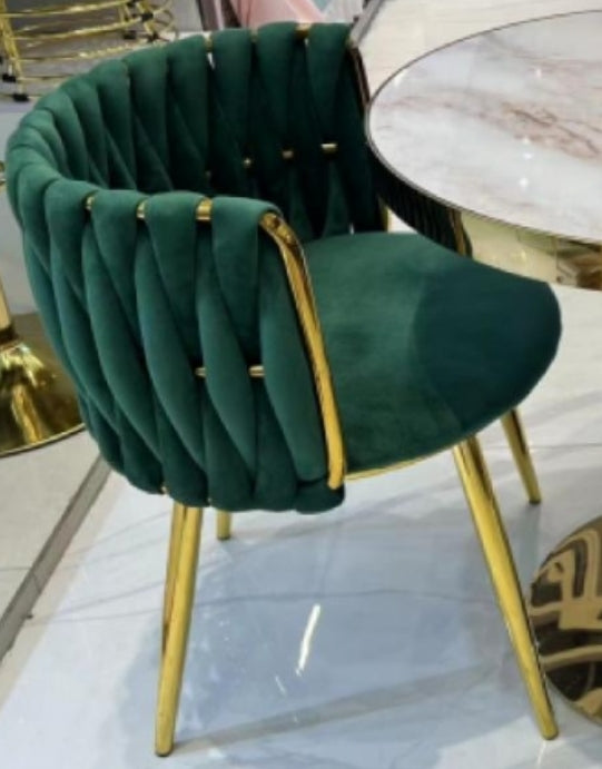 Green velvet-style coffee table chair