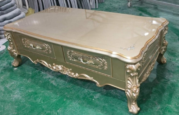 Vintage golden coffee table with two drawers