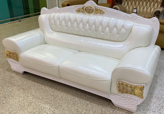 White Royal Leather Sofa Set