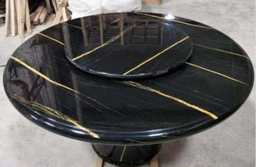 Black Marble Rotating Dinning Table