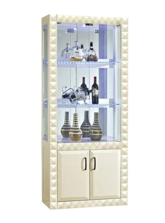 White Curio Cabinet Wine Cabinet with Lights