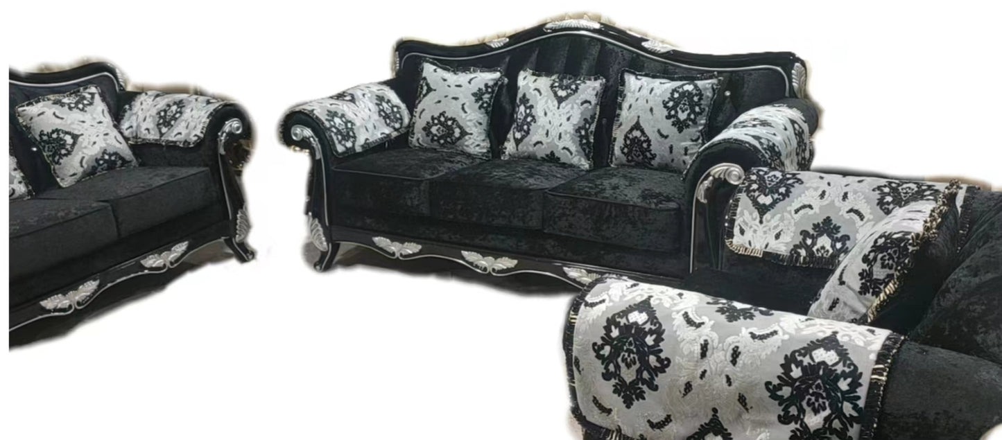 Black Mesh Vintage Frame Sofa Set