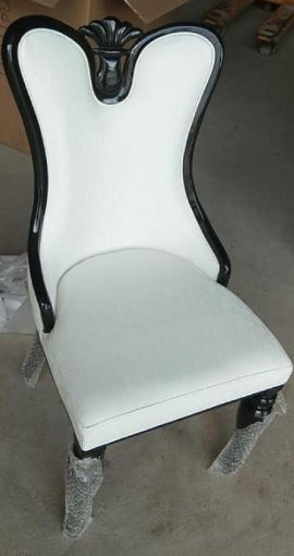 Floral Head Carving White Dinning Chair