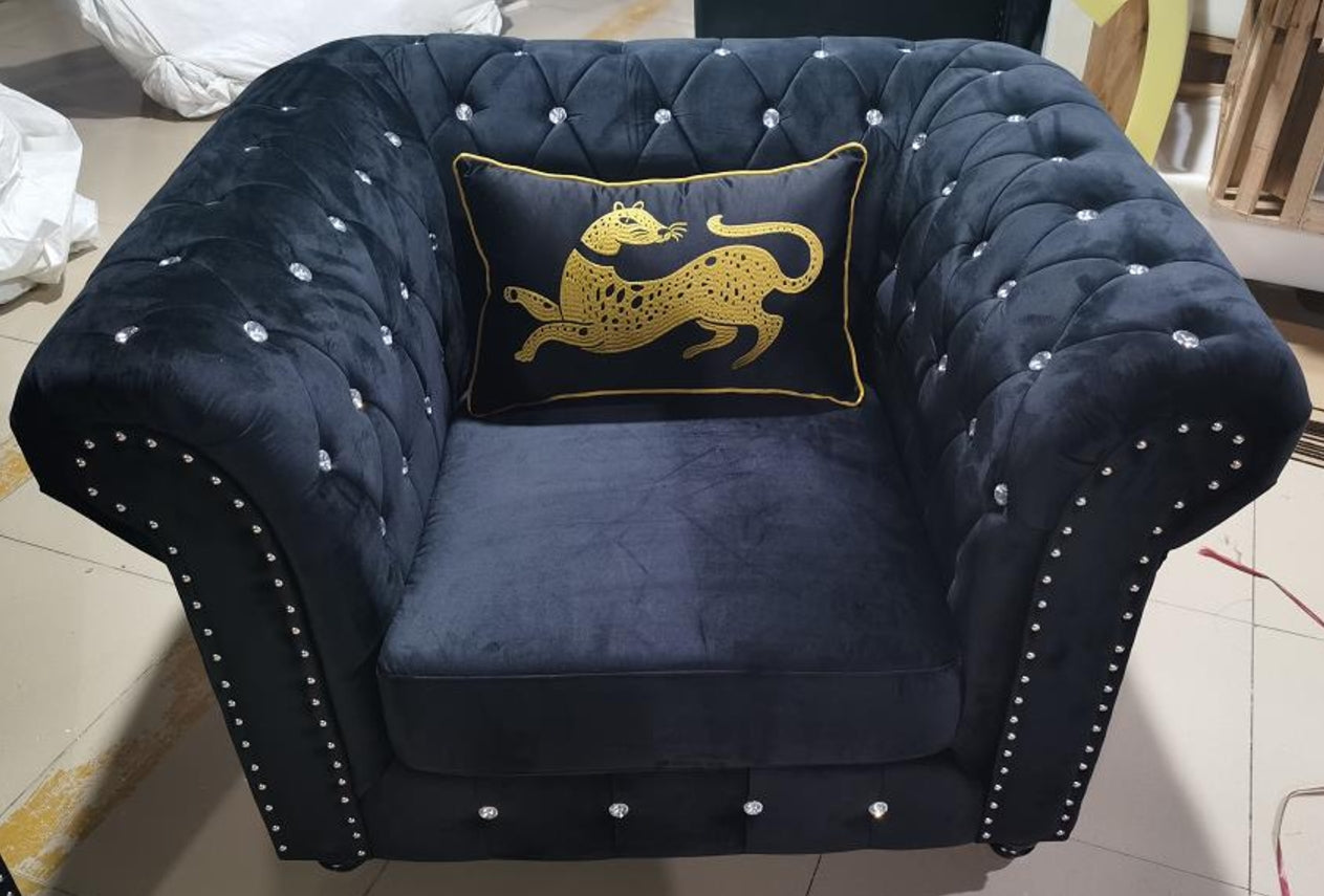 Diamonds Embedded Black Sofa