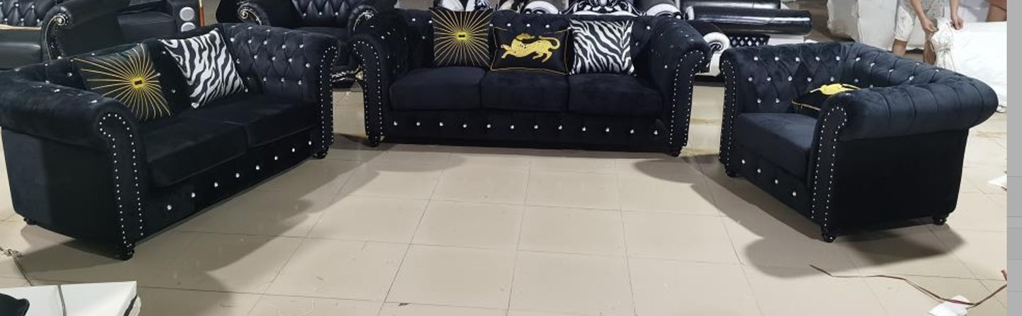 Diamonds Embedded Black Sofa